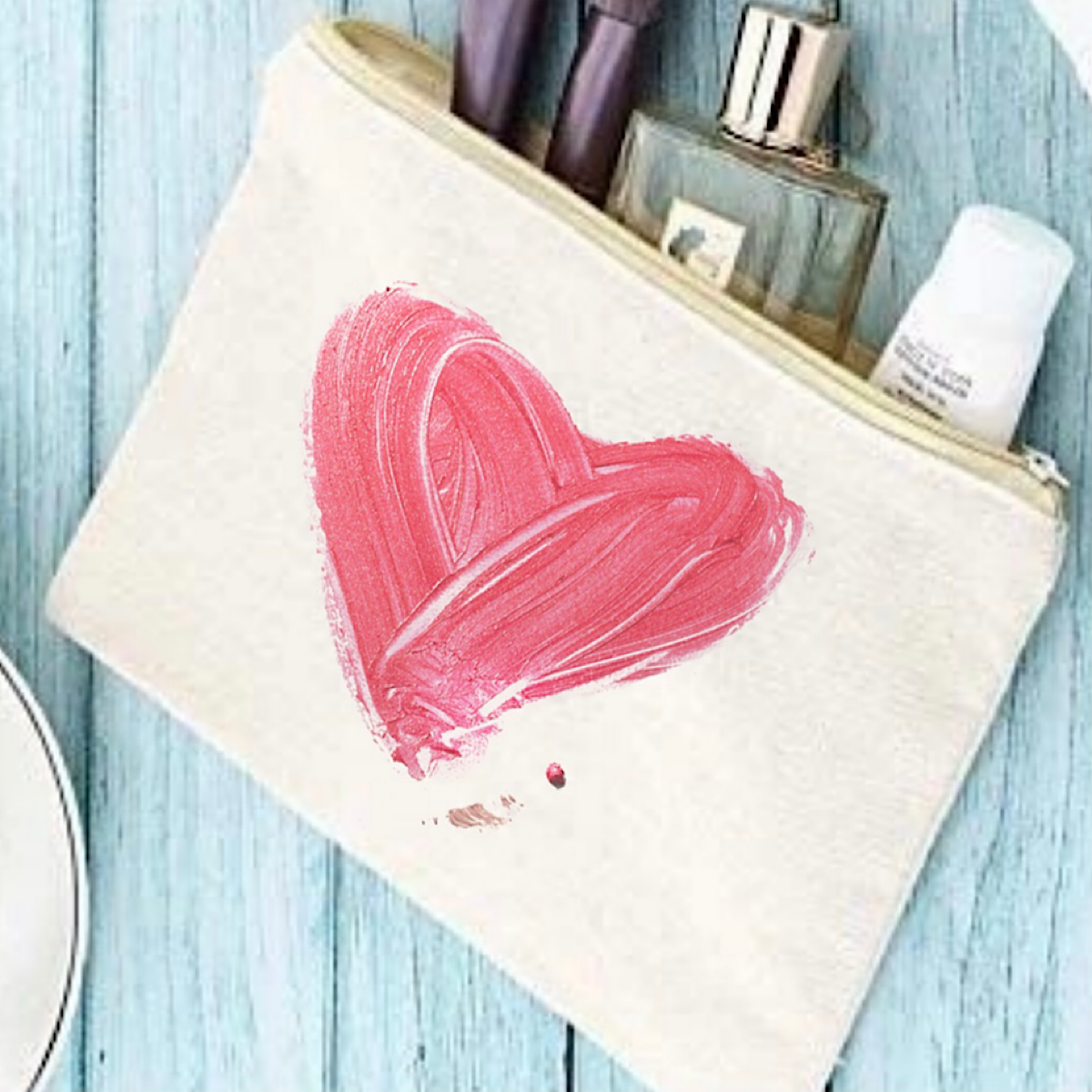 Blue Heart Cotton Canvas Makeup Bag – Wilder Bliss Hawaii