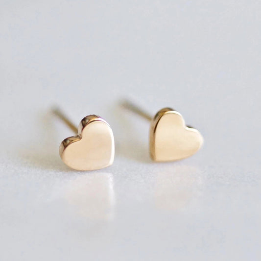 Gold Heart Mini Stainless Steel Stud Earrings