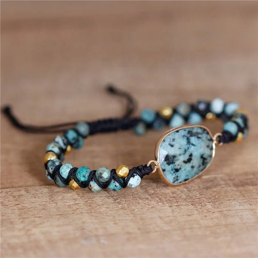 Natural African Turquoise & Macrame Bracelet