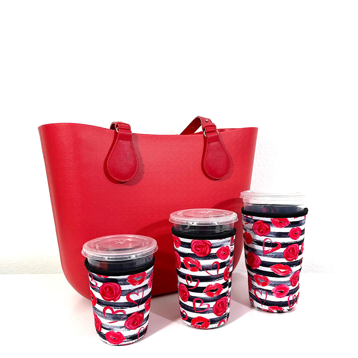 Neoprene Iced Coffee Sleeves - Red Heart & Lips