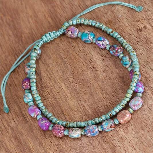 Natural Stone Amazonite Beads & Macrame Bracelet