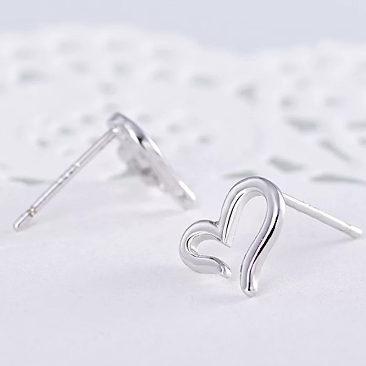 Sterling Silver Curved Open Heart Earrings