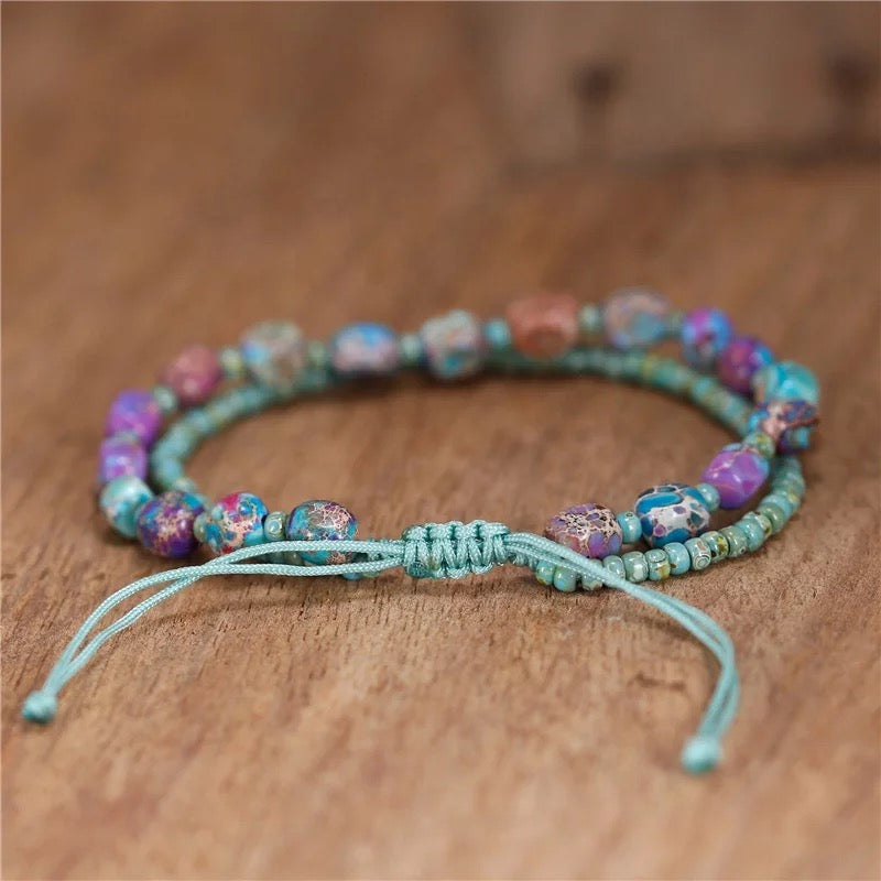 Natural Stone Amazonite Beads & Macrame Bracelet