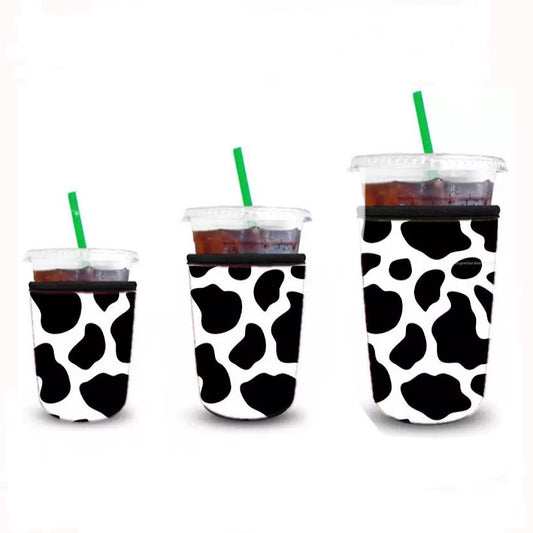 Neoprene Iced Coffee Sleeves - Cow Print