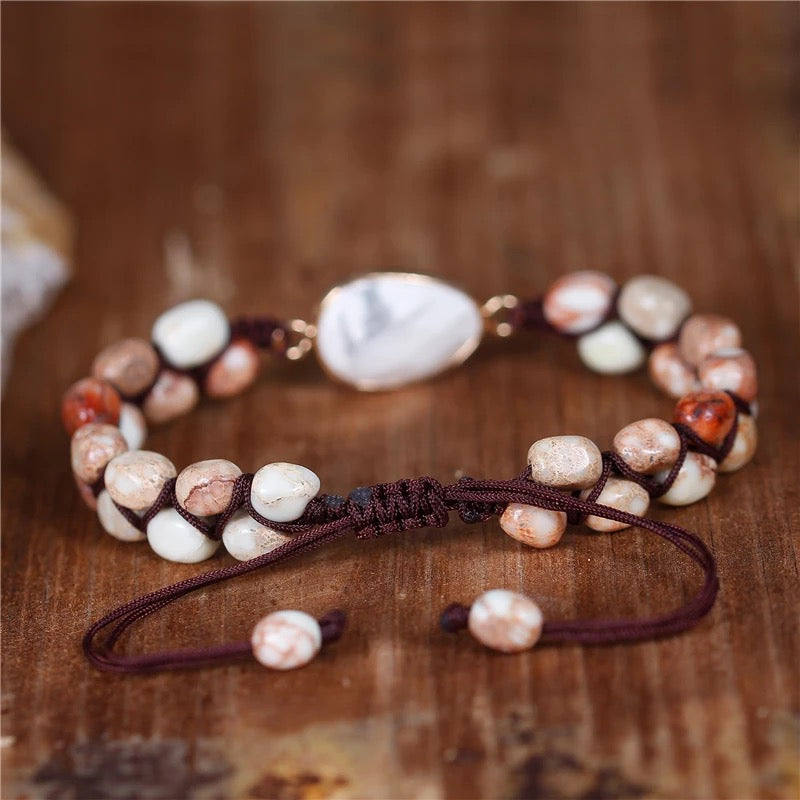 Natural Jasper & Macrame Bracelet