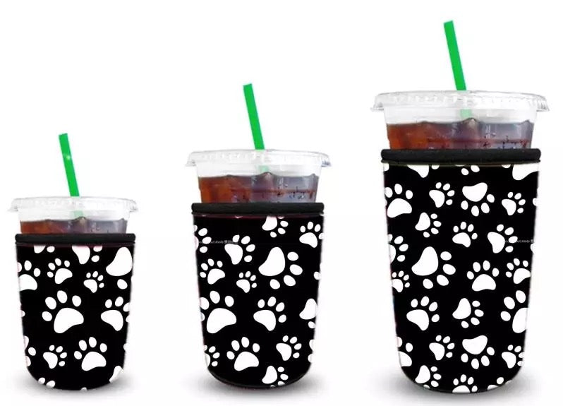 Neoprene Iced Coffee Sleeves - Paw Print