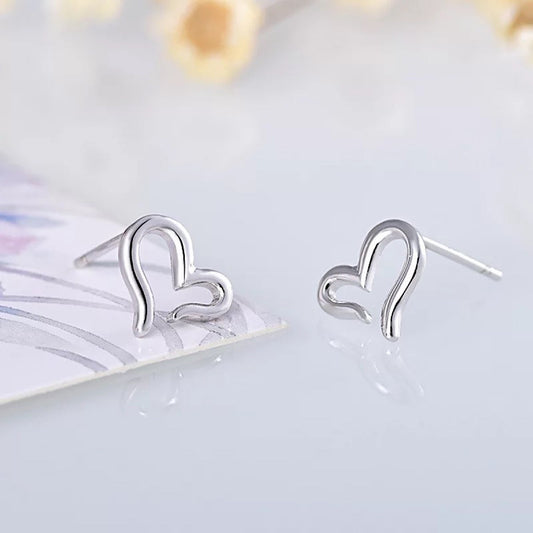 Sterling Silver Curved Open Heart Earrings