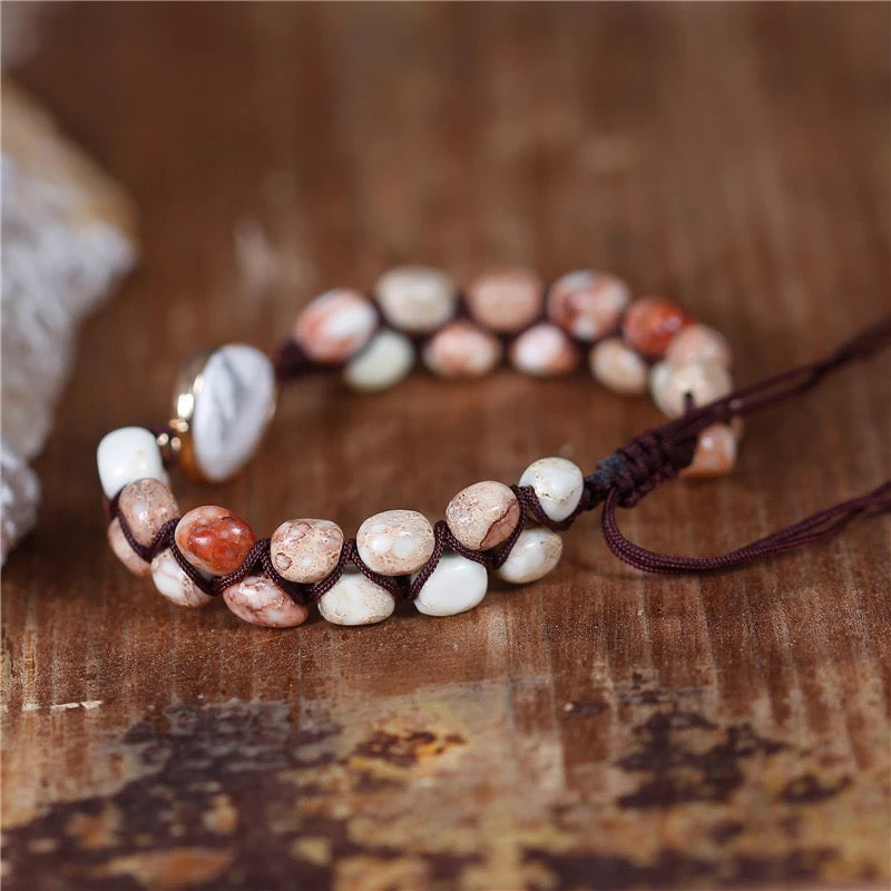 Natural Jasper & Macrame Bracelet