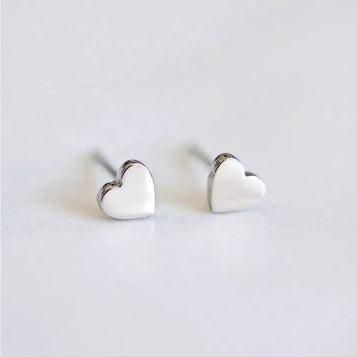 Silver Heart Mini Stainless Steel Stud Earrings