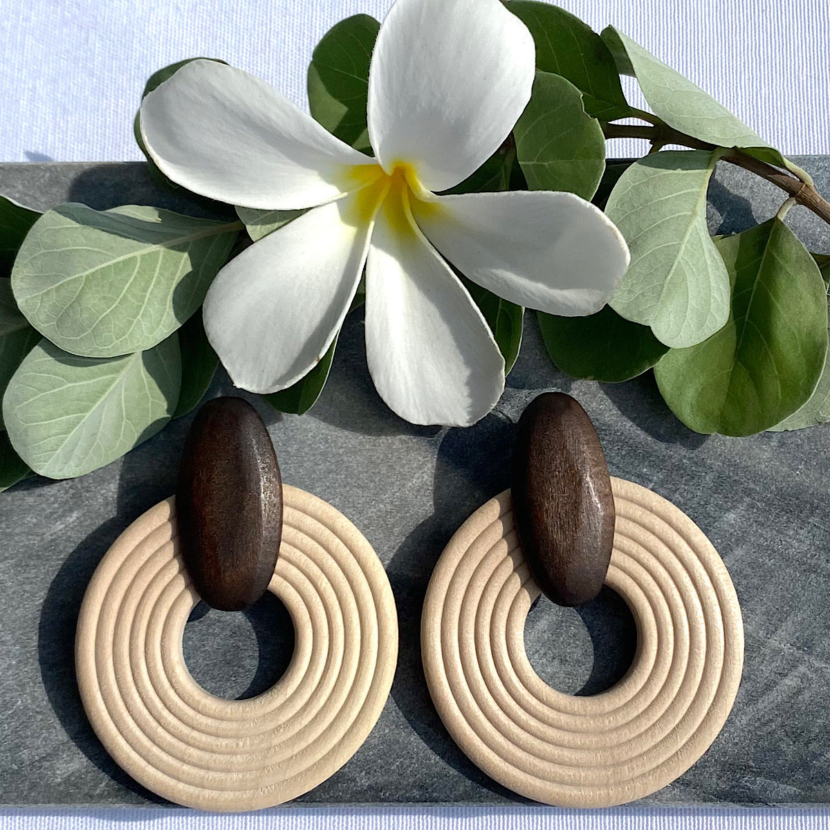 Large Wooden Round Earrings