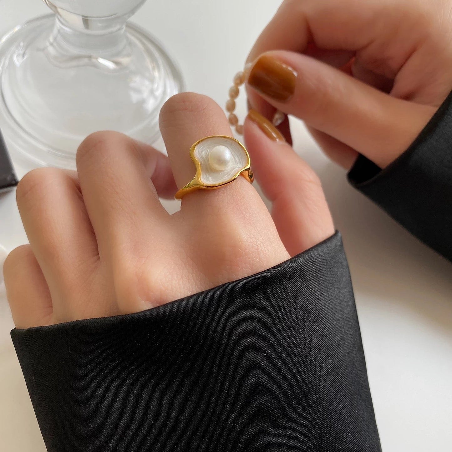 Freshwater Pearl Geometric Shaped Ring