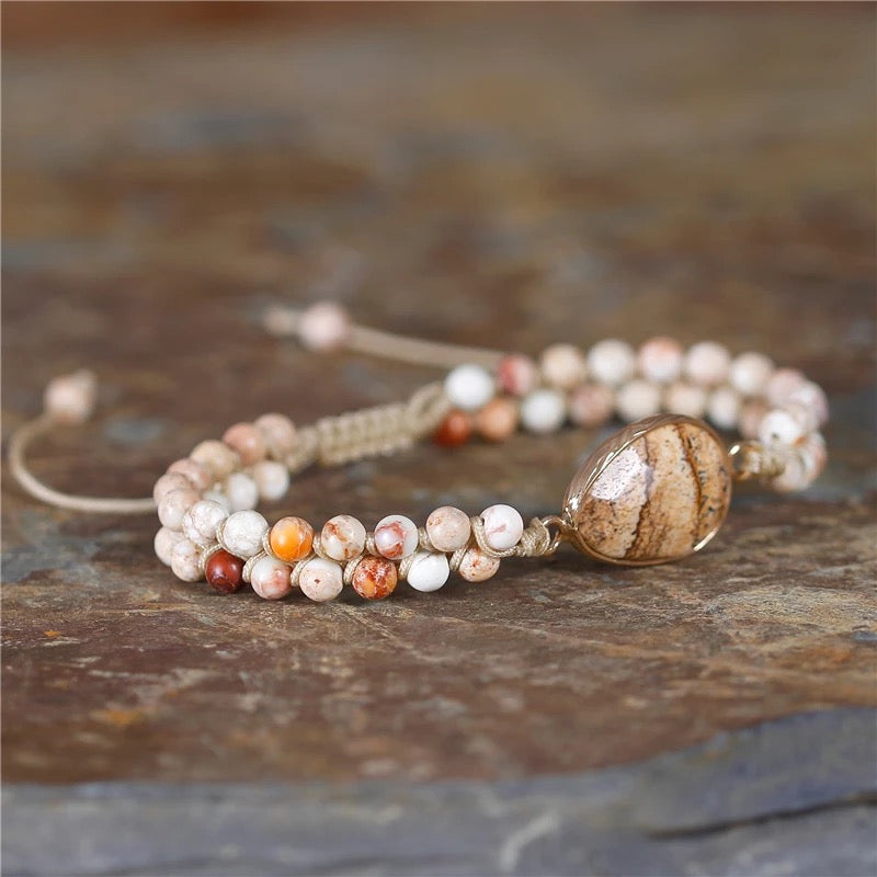 Natural Stone & Macrame Bracelet