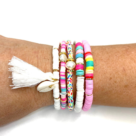 Pink Paradise Heishi Stack Bracelet