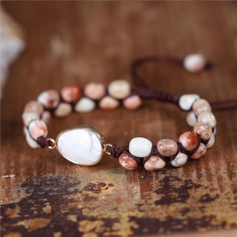 Natural Jasper & Macrame Bracelet